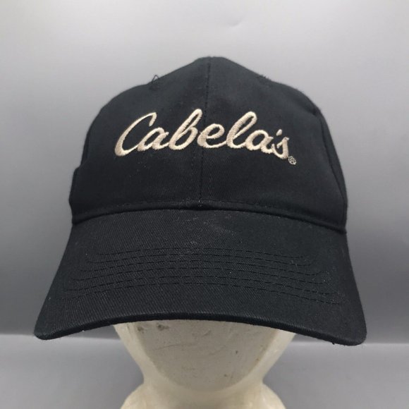 Cabela’s Hat Snapback Blackout Baseball Cap Embroidered Logo Adjustable Script - Picture 1 of 7